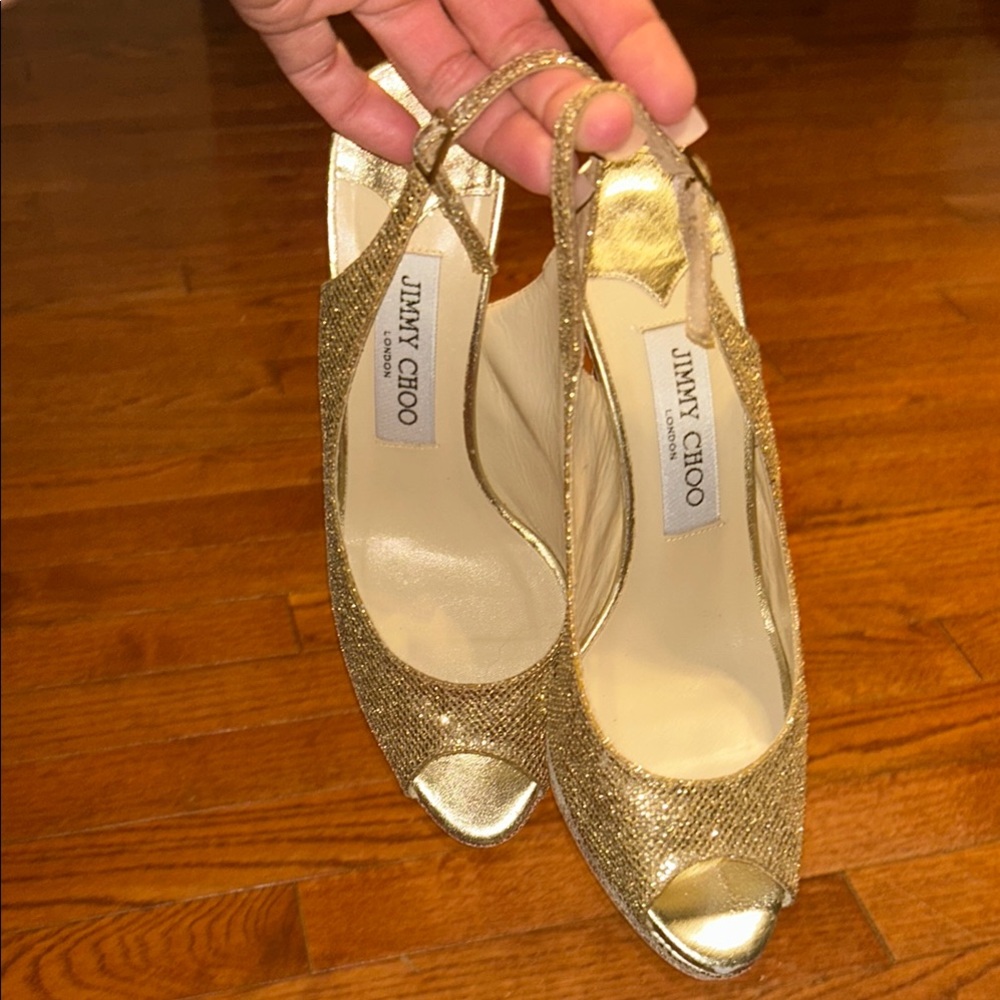 Jimmy Choo Glittering Gold Slingback Heels - Picture 12 of 14